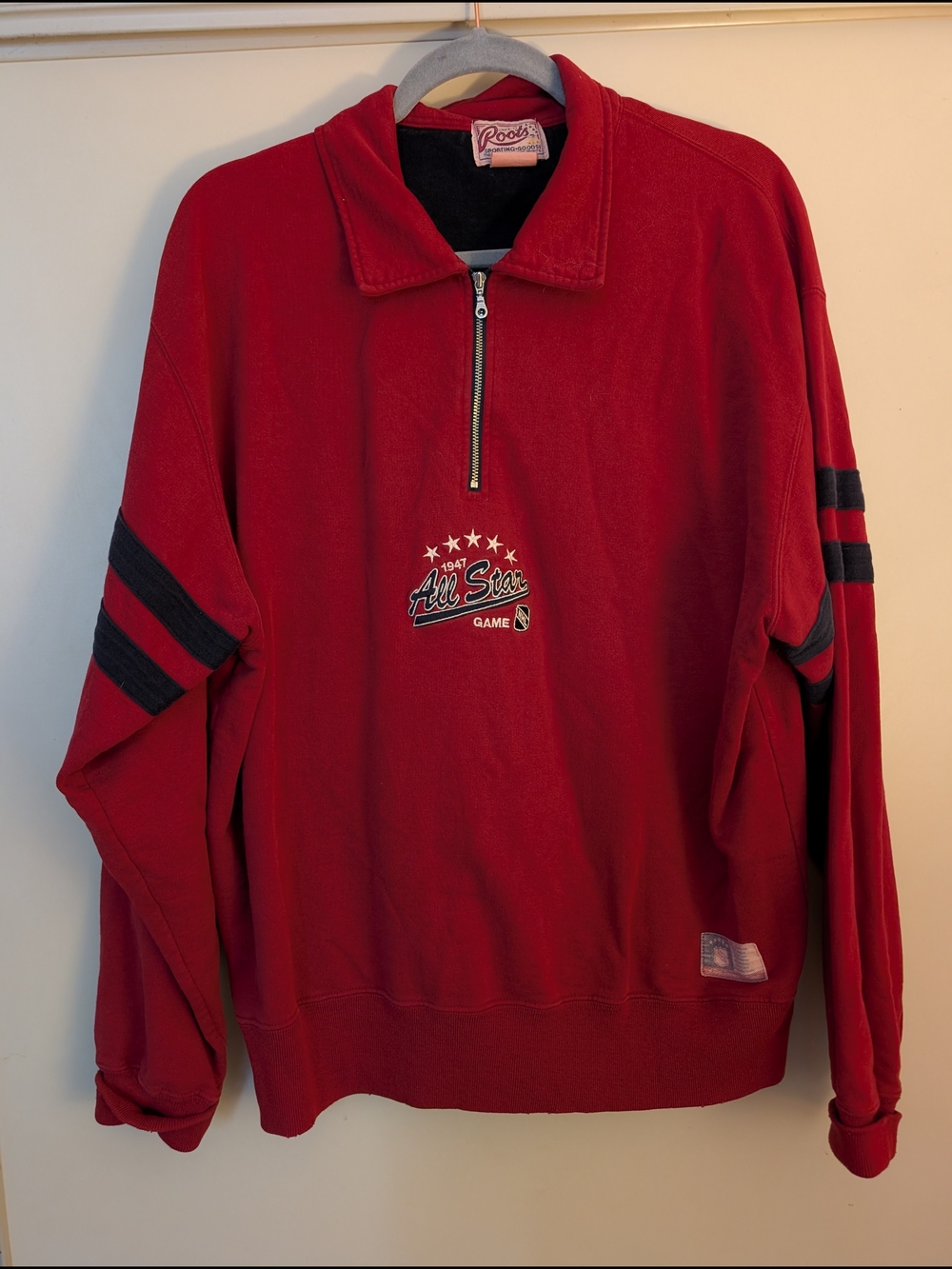 Vintage Roots Men’s Red Quarter-Zip All Star Pullover Sweater